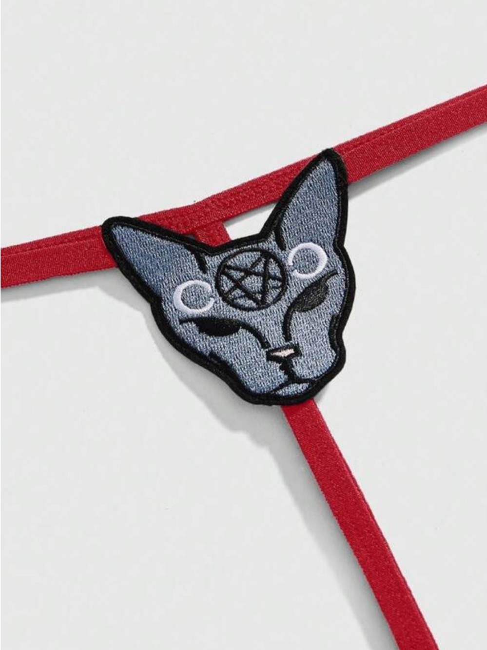 Red pentagram Cat Patch G-String Thong